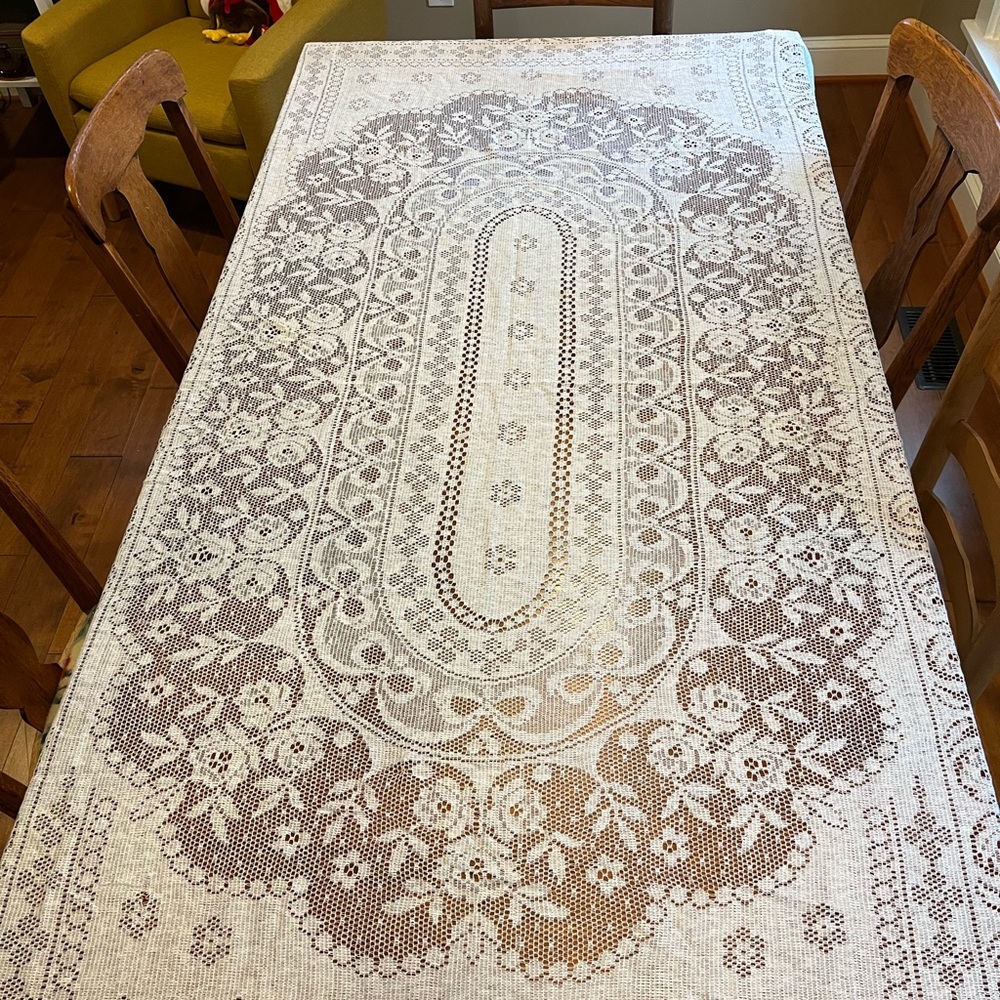 Elegant Cream Lace Tablecloth Vintage